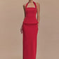 Backless Sexy 2 Piece Sets Women Solid Square Collar Halter Tops And Long Skirt Female Slim Fit Club Two Piece Sets