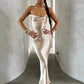 Elegant Satin Backless Maxi Dress For Women Gown Summer Spaghetti Strap Sleeveless Night Club Party Long Dress Vestido