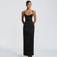Satin White Luxury Dresses for Woman Elegant Party Spaghetti Strap Backless Split Long Dress Evening Gown