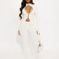 Simple Tracksuits 2-Piece Set Women Chest Hollow Long Sleeve Cardigan+Zip Pants Marching Stretch Skinny Sexy Clubwear