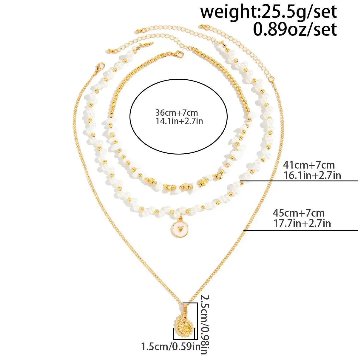 3Pcs/Set Boho Imitation Pearls Conch Pendant Necklace Women Trendy Adjustable Gold Color Neck Chain 2026 New Jewelry