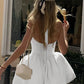 Halter Backless Bubble Short Dresses Elegant White Black Summer Dress Woman Clothing 2025
