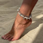 Boho Starfish Scallop Tassel Pendant Anklet for Women Summer Beach Vintage Metal Chain Barefoot Ankle on Leg Jewelry