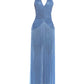 Sequin Patchwork Long Dress Woman Halter Low-Neck Backless Tassel Decoration Hem Midnight Prom Party Elegant Vestidos