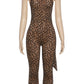 Sexy Leopard Print Romper Women Flocking Backless Tight Bandage Midnight Hipster Street Activity Sleeveless Playsuits