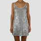 Sequin Glitter Mini Dress Summer Sleeveless Spaghetti Strap Camis Dress Women Sexy Club Party Rave Sparkly Dress