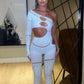 Shine Rhinestones Jumpsuits Women Irregular Hollow Skew Collar Single Sleeve Hottie Sexy Coquettish Clubwear Overalls