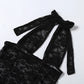 Sexy Fashion 2 Piece Set Woman Lace Patchwork Halter Low-Neck Backless Skinny Bodysuits+Irregular Mid Skirts Suits