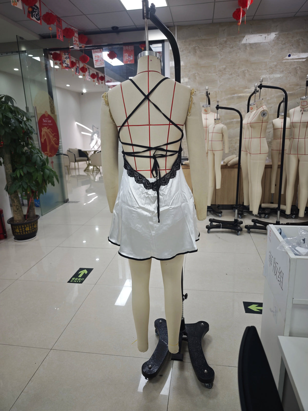 Sexy Womens Lingerie Set Patchwork Lace Deep V Neck Spaghetti Strap Mini Dress and Shorts 2 Piece Charming Outfit