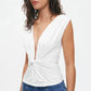 Twisted Deep V Neck Sleeveless Backless Tops Fashion 2026 Summer Clothes for Women T Shirts White Black