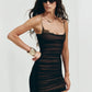 Patchwork Lace Dress Women Low-Neck Folds Tassel Folds Summer New Trend Sexy Midnight Hottie Classic Street Bodycon