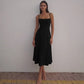 Spaghetti Strap A-line Midi Dress with Draped Neckline Elegant Brown Dresses for Woman 2026