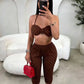 Wild Vacation 2 Piece Set Women Polka Dot Print Halter Tank Tops+Bike Shorts Stretch Matching Street Party Outfits