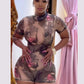 Peach Buttocks Playsuit Women See Through Shorts Sleeve Backless Summer Trend Aesthetic Print Midnight Club Romper