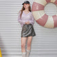 2024 Summer New Arrivals High waisted A-line silver sequined midi skirt for women, retro and fashionable short skirt