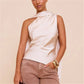 Summer Satin Tank Top Fashion Solid Backless Sleeveless with Scarf Ribbon Tanks High-Street Party Vacation Women's Top