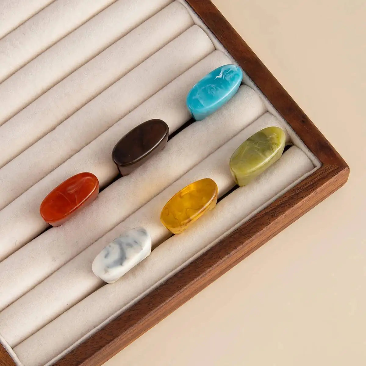 Colorful Gradient Textured Resin Geometric Square Ring, Irregular Creative Charm Accessory, Daily Hand Jewelry