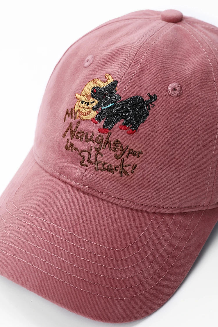 Cartoon Embroidery Baseball Cap, Cute Monster Graphic Peaked Hat for Casual Outdoor Wear