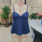 Women's Summer Slim Camisole Y2K Vintage Polka Dot Print Spaghetti Strap V-Neck Mesh Trim Tank Tops Fashion Streetwear