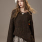 2025 Winter New Arrivals Casual Cute Little Pumpkin Colorful Bead Loose Fit Sweater For Woman