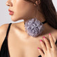Exaggerated Goth Big Rose Flower Clavicle Chain Necklace for Women Romantic Kpop Adjustable Bowknot Choker Dinner Party Jewelry