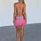 Sparkle Sexy Two Piece Set Women Elegant Spaghetti Strap Tank Top And Mini Skirt Set Female Skinny Club Party Dress Set