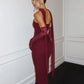 Strapless Backless Sexy Maxi Dress For Women Burgundy Mesh Sleeve Off-shoulder Bodycon Club Party Evening Long Dress