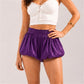 Women Elastic Smocked High Waist Satin Bubble Shorts Loose Pleated Puff Balloon Lantern Shorts Rave Party Club Bottoms
