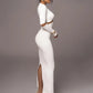 Turtleneck Long Sleeve Bodycon Maxi Dress For Women Autumn New Patchwork Hollow Out Club Party Sexy Long Dress Vestidos
