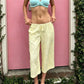 Women Eyelet Embroidery Capri Pants Elastic Drawstring Waist Hollow Loose Cropped Wide Leg Y2K Vintage Casual Trousers