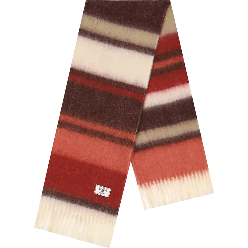 Retro Plaid Striped Plush Scarf for Women