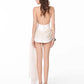 Folds Tassel Dress Women Halter Bandage Swing Collar Sleeveless Backless Folds Elegant Birthday Party Mini Bodycon