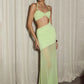 Women Halter Neck Cutout Sexy Maxi Dress Twisted Bust Draped Ruched Split Long Bodycon Dress Club Evening Party Dresses