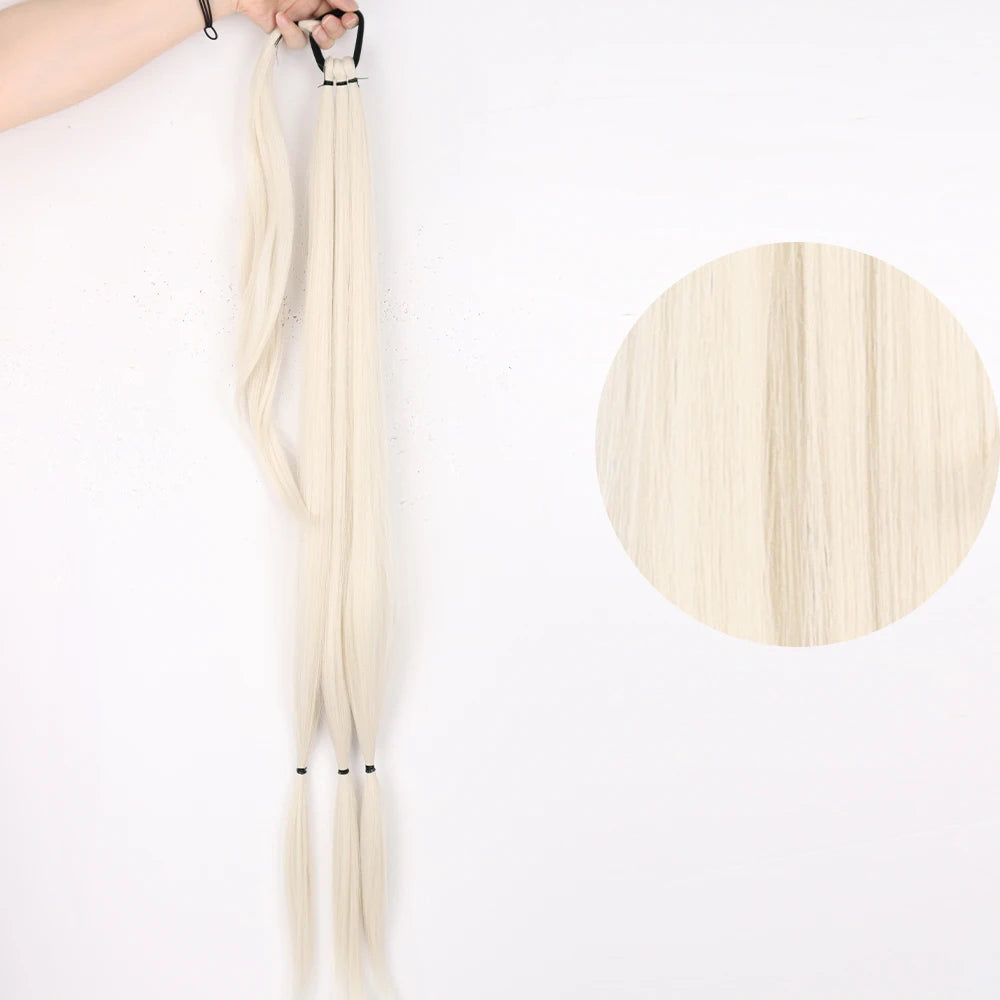 Ponytail Extensions Synthetic Boxing Braids Wrap Around Chignon Tail With Rubber Band Hair Ring 34 "DIY Brown Ombre Braid
