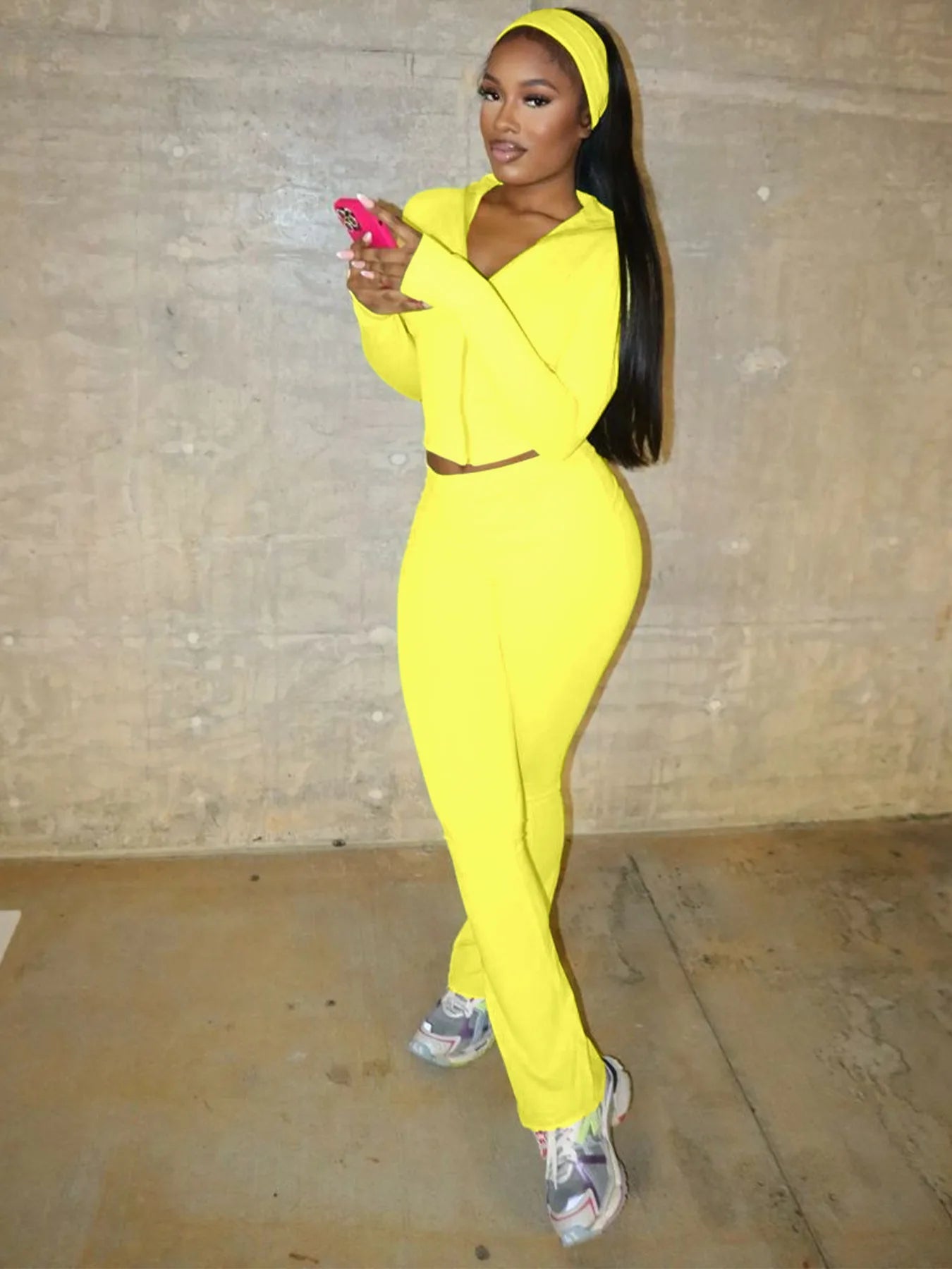 Casual Sporty 2 Piece Set Women Tracksuit Basic Stretch Zip Jacket+Stretch Flare Pants Matching Fitness Street Outfit