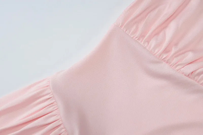 One Shoulder Pleated Long Dresses Asymmetrical Elegant Summer Dress Woman 2025 Resort Wear