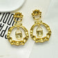 Exaggerated Vingate Metal Alloy Lock Pendant Dangle Earrings for Women Jewelry Fashion Show Model Statement Earrings Accessories