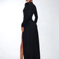Deep V Neck Long Sleeve Sexy Maxi Dress For Women Autumn Winter New Black Thigh High Split Sexy Club Party Long Dress