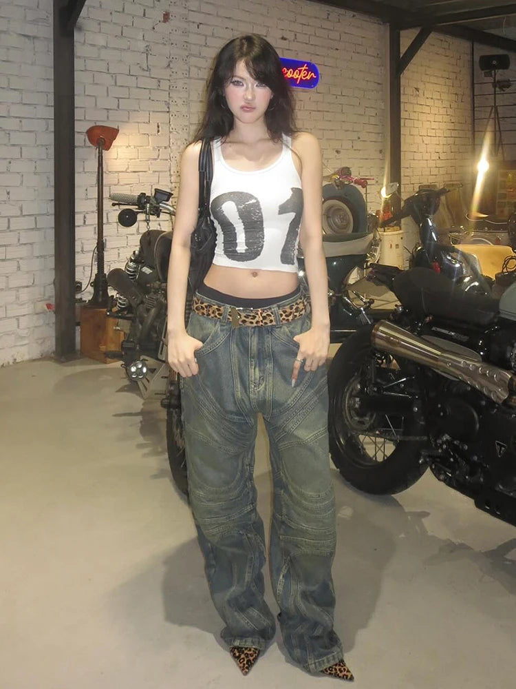 Digital Print Vest Women Hottie u-Neck Skinny Simple Elasticity Sporty Fashion Street Party Classic Casual Daily Topsr