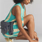 Women Y2K Sleeveless Knit Mini Dress Contrast Striped Hollow Out Ribbed Bodycon Crew Neck Casual Summer Streetwear