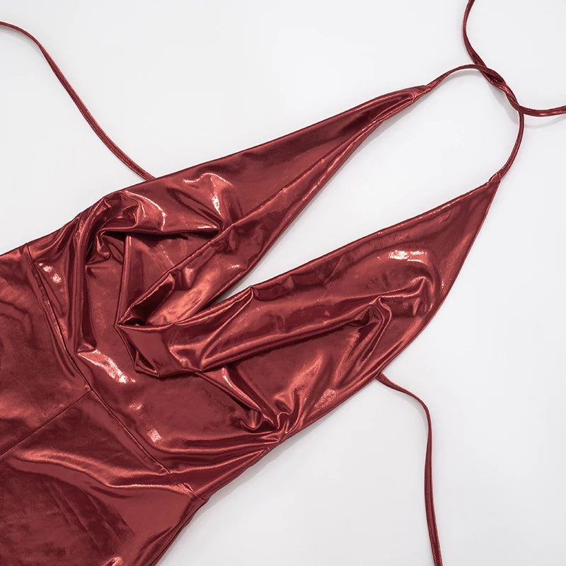 Silky Halter Romper Women Sexy Summer Swing Collar Backless Sleeveless Midnight Coquette Clubwear Workout Playsuit