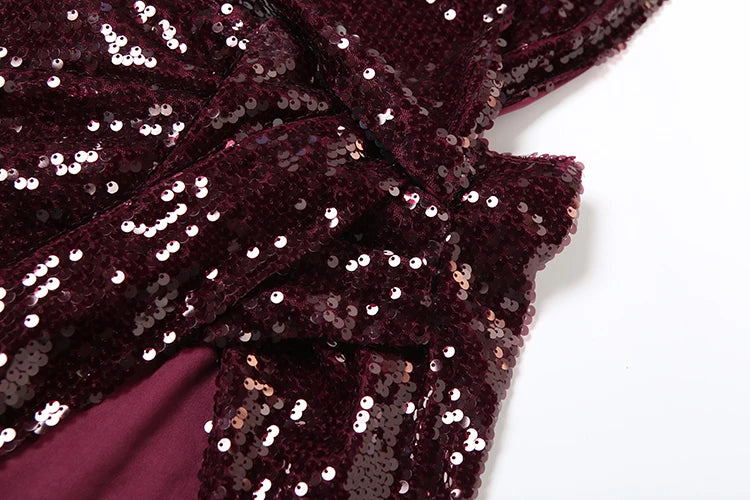 Shiny Sequins Dress Women Halter Scarf+Sexy Deep V-Neck Backless Sleeveless Ruched Ribbon Club Coquettish Outfits