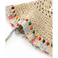 Women's Crochet Straw Bucket Hat, Beaded Tassel Sun Hat with Adjustable Chin Strap for Beach