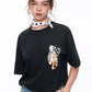 Women's Sweet Short Sleeve Graphic Tee with Cute Print, T-Shirt with Multiple Color Options, Loose Casual Autumn Top