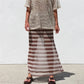 Y2K Casual Womens Striped See Through Mesh Long Skirt Elastic Waist Flared Hem Sheer Maxi Skirt Street Vacation Outfit