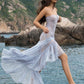 Jacquard Patchwork Dress Women Sexy Fashion See Through Ruffled Irregular Hem Sleeveless Trend Vacation Party Bodycon