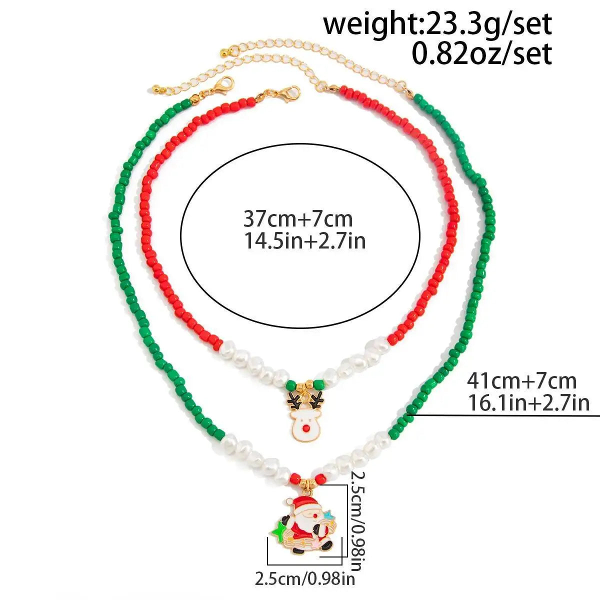 Christmas 2Pcs/set Christmas Elk Bell Socks Pendant Necklaces Women Boho Imitation Pearl Bead Chain 2026 Fashion Jewellery Gift