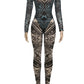 Sexy Women 2 Piece Set See Through Coquette Stretch Fall Hipster Bodysuit+Tight Leggings Matching Midnight Clubwear
