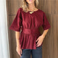 Backless Bow Tie Waist Ruffle Hem Top Women Short Sleeve Crew Neck Peplum Blouse Y2K Casual Summer Party Club Streetwear