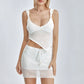 Women Summer 2 Piece Mini Skirt Set Off Shoulder Hollow Out Tube Top Bodycon Skirt Crochet Knit Short Skirt Outfits